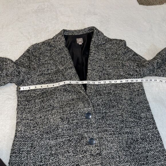 J Jill Tweed Blazer Jacket Button Front Gray Black Size L Large Cotton Blend - Picture 2 of 10